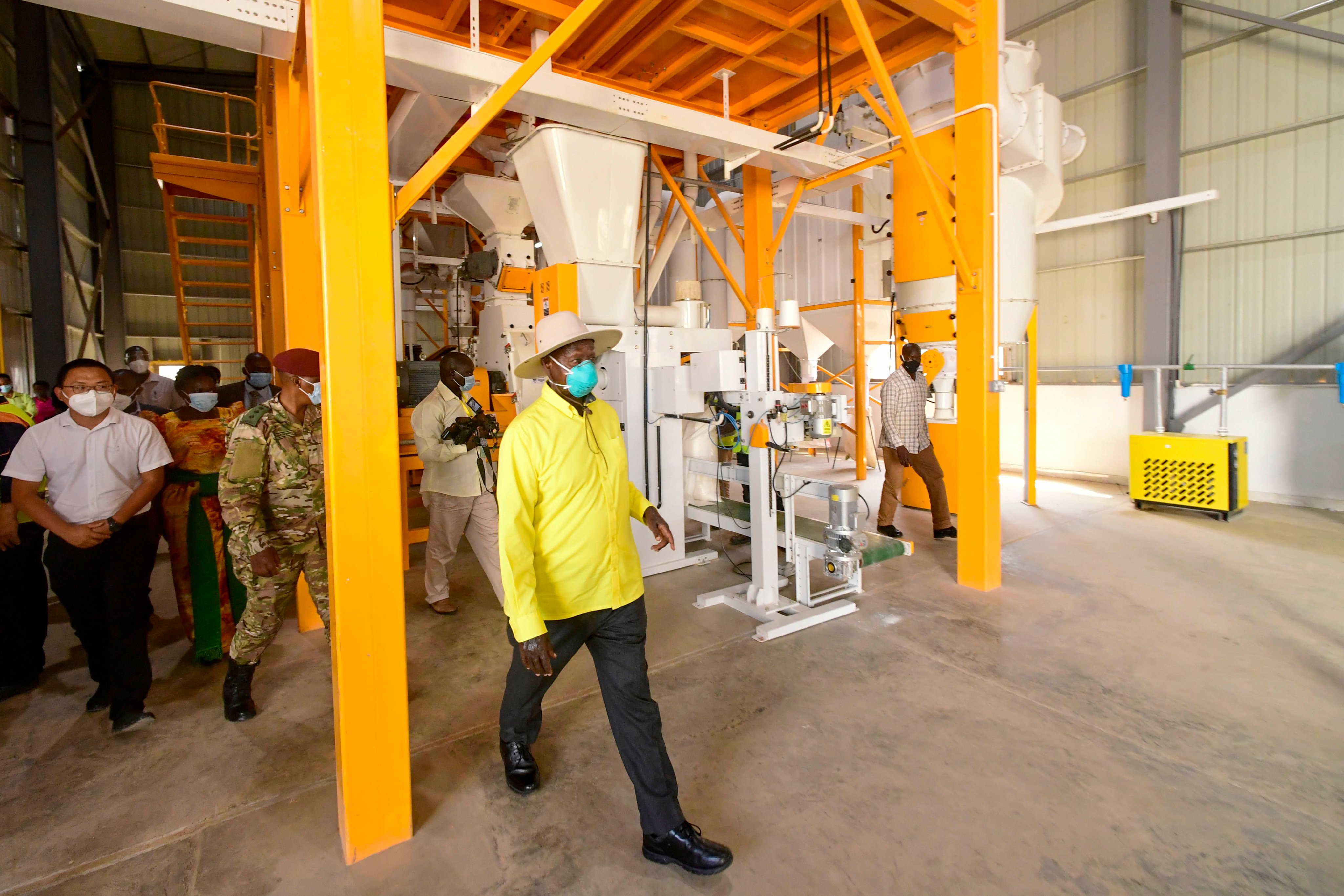 The President of Uganda unveiled the construction of the Uganda Busia Grain Processing Complex Project undertaken by Pingle Group