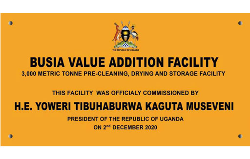 The President of Uganda unveiled the construction of the Uganda Busia Grain Processing Complex Project undertaken by Pingle Group