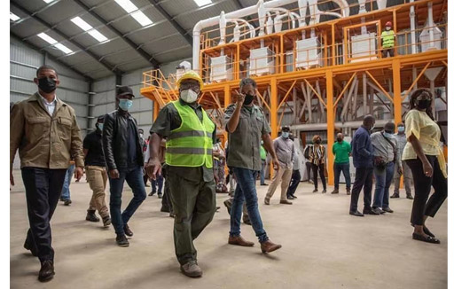 President of Mozambique Visited PINGLE 50T Maize Flour Milling Machine in Malema